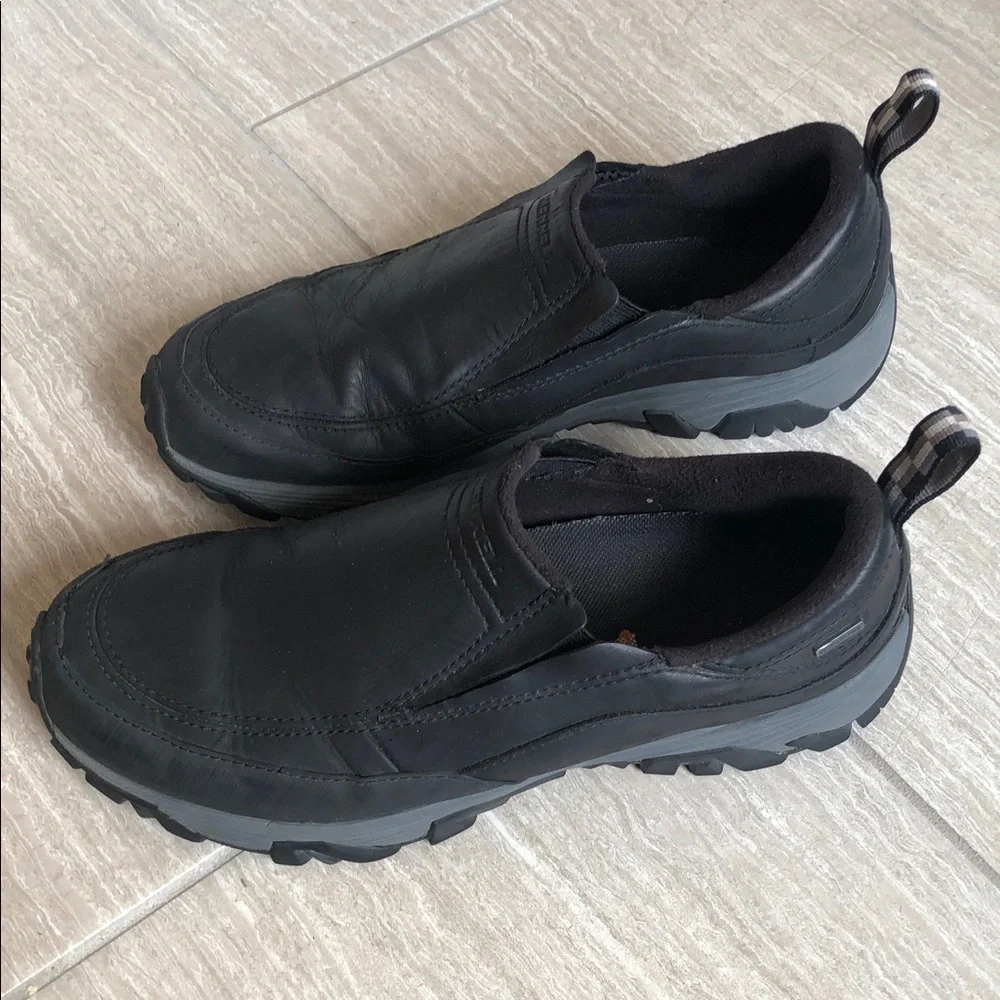 MERRELL Coldpack Ice + Moc Men’s Black Leather Waterproof Shoes Size 9.5